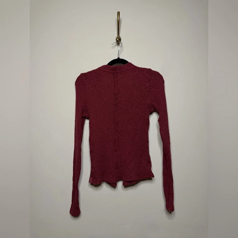 Free People It's On Ribbed Cardigan in Cabernet